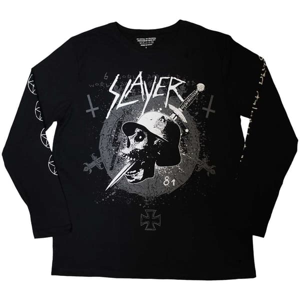 Slayer Unisex Long Sleeve T-Shirt: Dagger Skull (Sleeve Print) (XX-Large)