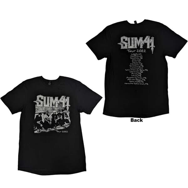 Sum 41 Unisex T-Shirt: Band Photo European Tour 2022 (Back Print & Ex-Tour) (Small)