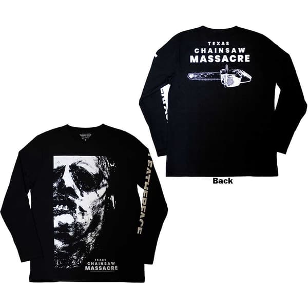 The Texas Chainsaw Massacre Unisex Long Sleeve T-Shirt: Leather Face (Back Print) (Small)