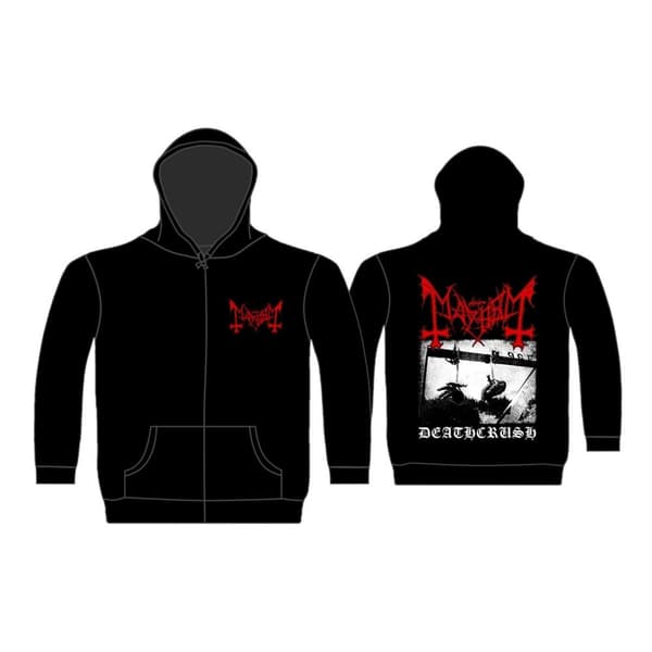 MAYHEM - DEATHCRUSH (BLACK) ZIPPED HOODIE (X-LARGE)
