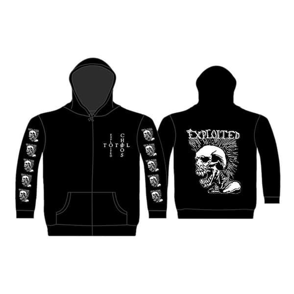 THE EXPLOITED - MOHICAN SKULL ZIPPED HOODIE (MEDIUM)
