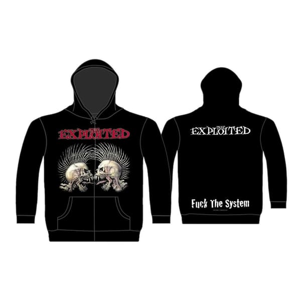 THE EXPLOITED - FUCK THE SYSTEM ZIPPED HOODIE (MEDIUM)