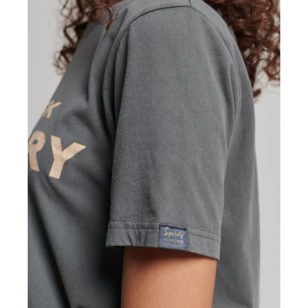 Superdry Kortärmad T-shirt Med Rund Hals Luxe Metallic Logo Grå M Kvinna
