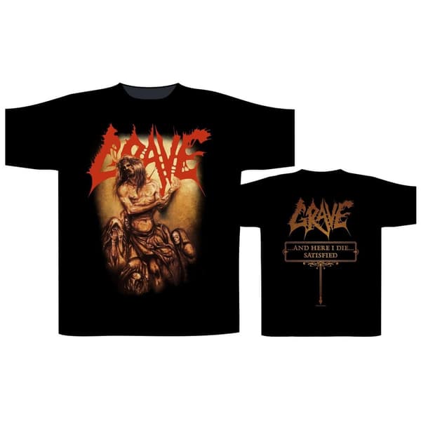 GRAVE - AND HERE I DIE… SATISFIED T-SHIRT (LARGE)