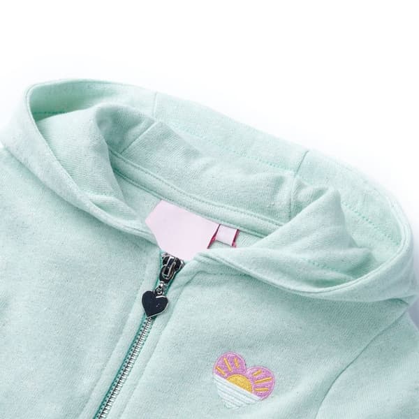 vidaXL Barnhoodie med dragkedja ljus mintgrön mix 128