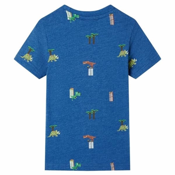 vidaXL T-shirt för barn mörkblå melerad 116