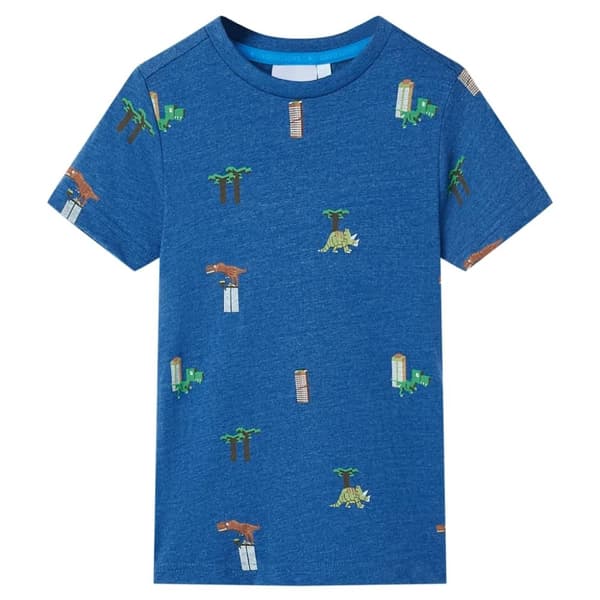 vidaXL T-shirt för barn mörkblå melerad 116