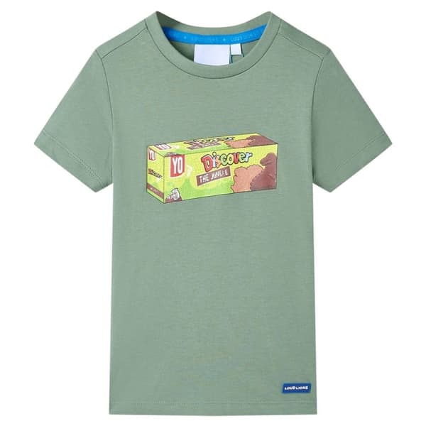 vidaXL Kortærmet T-shirt til børn str. 92 kakifarvet