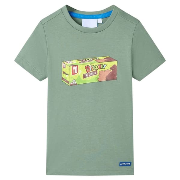vidaXL Kortærmet T-shirt til børn str. 104 kakifarvet