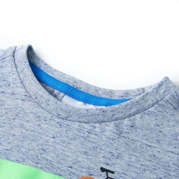 vidaXL Kortærmet T-shirt til børn str. 140 blåmeleret