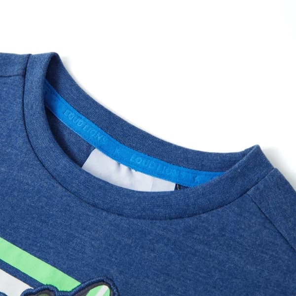 vidaXL T-shirt för barn mörkblå melerad 128