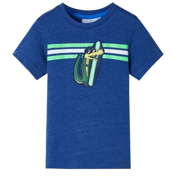 vidaXL T-shirt för barn mörkblå melerad 128