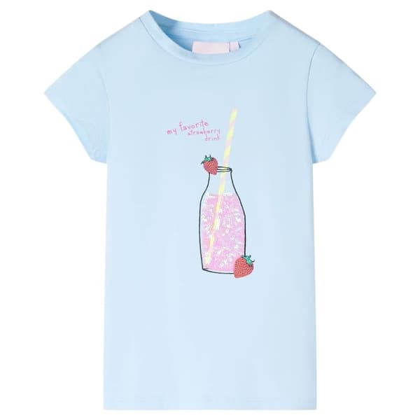 vidaXL T-shirt för barn ljusblå 128