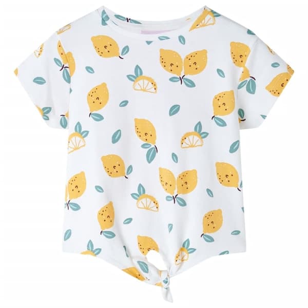 vidaXL T-shirt för barn med knytband ecru 128