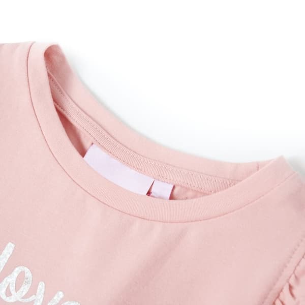 vidaXL T-shirt til børn str. 140 med flæser lyserød