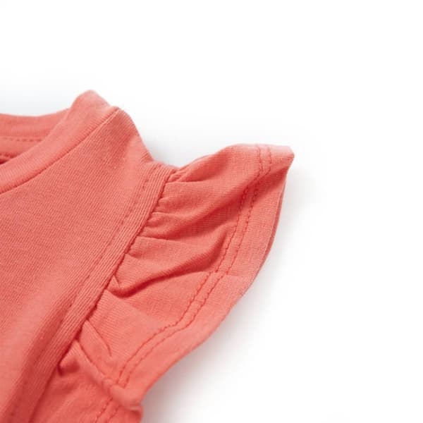 vidaXL T-shirt til børn str. 92 flæser koralfarvet