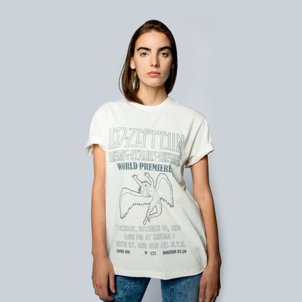 Led Zeppelin The Sing Remains The Same Amplified Vintage White Large T Shirt