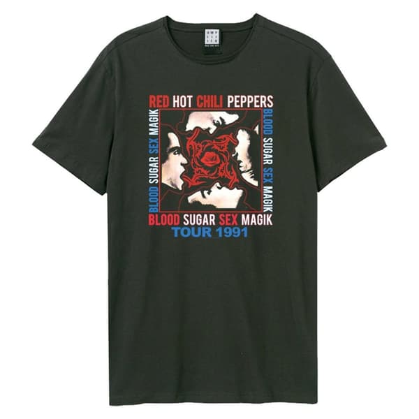 Red Hot Chilli Peppers Tour Amplified Vintage Charcoal Large T Shirt