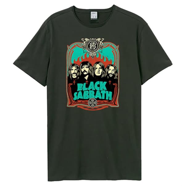Black Sabbath - Flames Amplified X Large Vintage Charcoal T Shirt