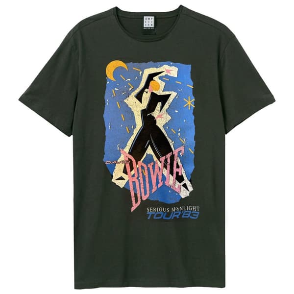 David Bowie - Serious Moonlight Amplified Large Vintage Charcoal T Shirt