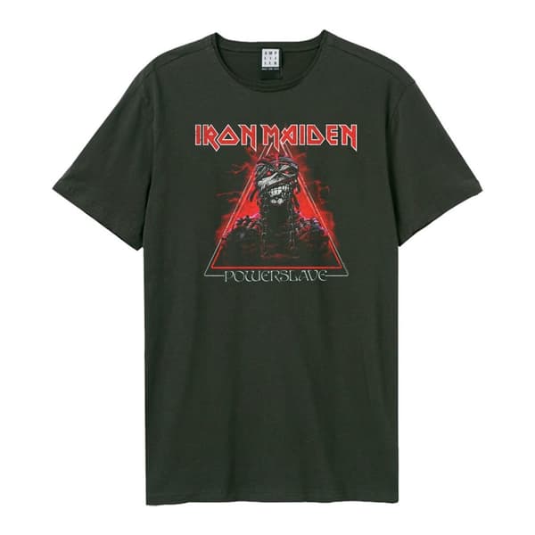 Iron Maiden Red Powerslave Amplified Small Vintage Charcoal T Shirt