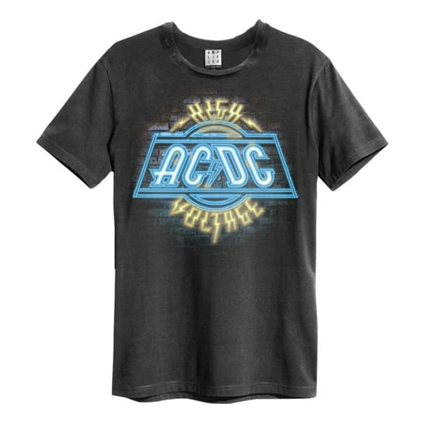 AC/DC High Voltage Neon Amplified Medium Vintage Charcoal T Shirt