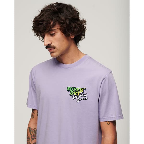Superdry Kortärmad T-shirt Neon Travel Chest Loose Lila M Man