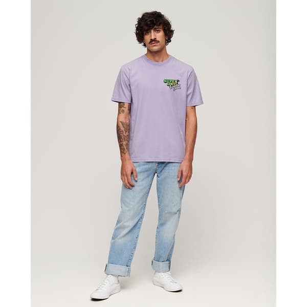 Superdry Kortärmad T-shirt Neon Travel Chest Loose Lila M Man