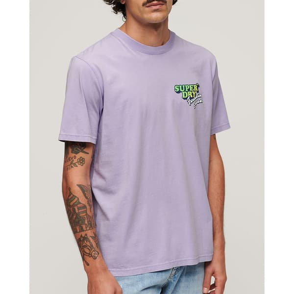 Superdry Kortärmad T-shirt Neon Travel Chest Loose Lila M Man