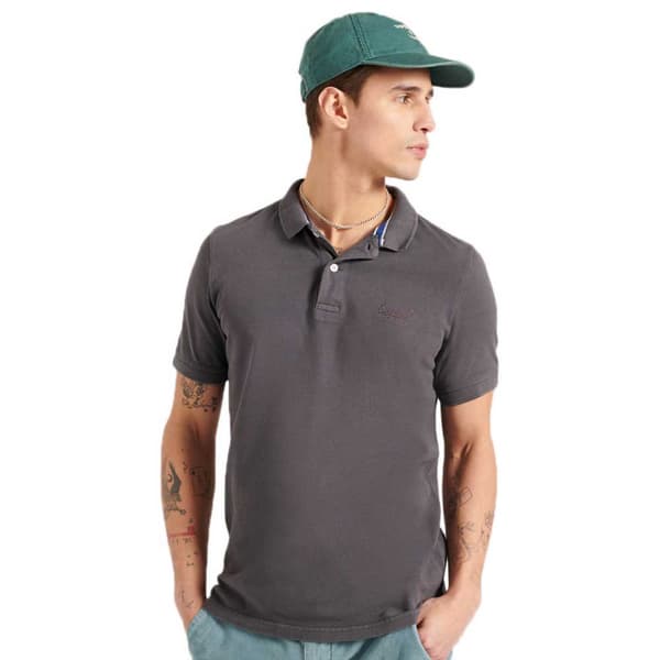 Superdry Kortärmad Pikétröja Classic Vintage Destroy Grå S Man