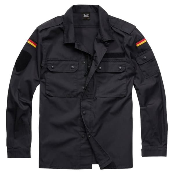 Brandit Lang Ærmet Skjorte Bw Field Sort XL Mand