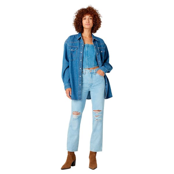 Wrangler Långärmad Tröja Bustier Slim Fit Blå S Kvinna
