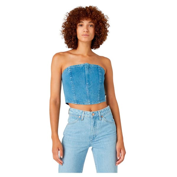 Wrangler Långärmad Tröja Bustier Slim Fit Blå S Kvinna