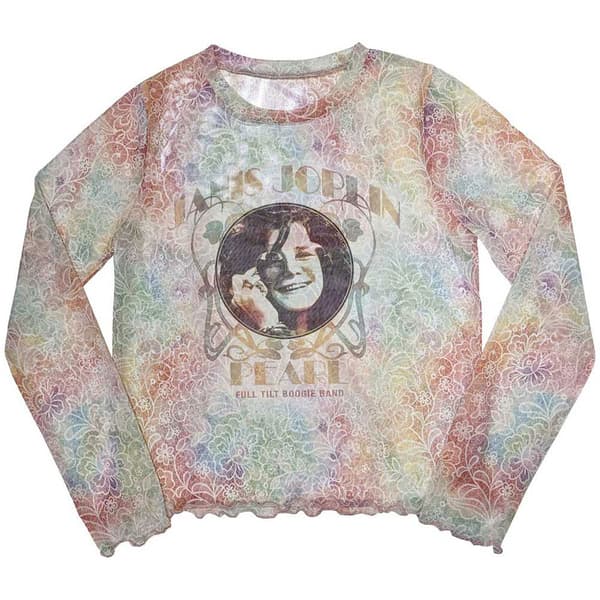 Janis Joplin Pearl Long Sleeve Mesh Crop Top