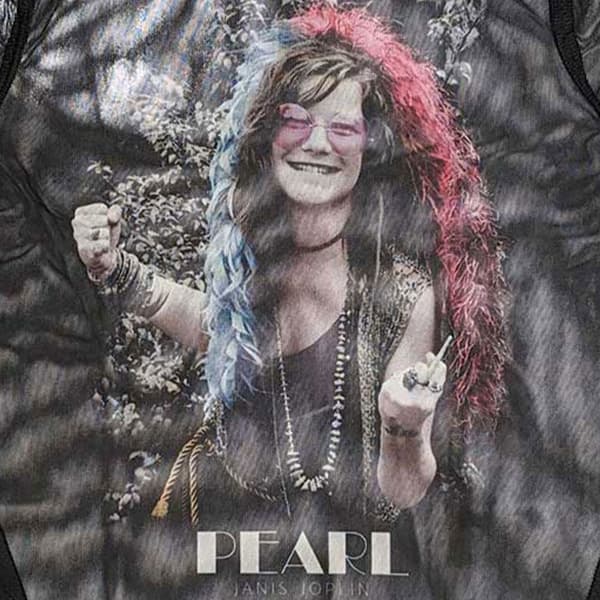 Janis Joplin Pearl Garden Long Sleeve Mesh Crop Top