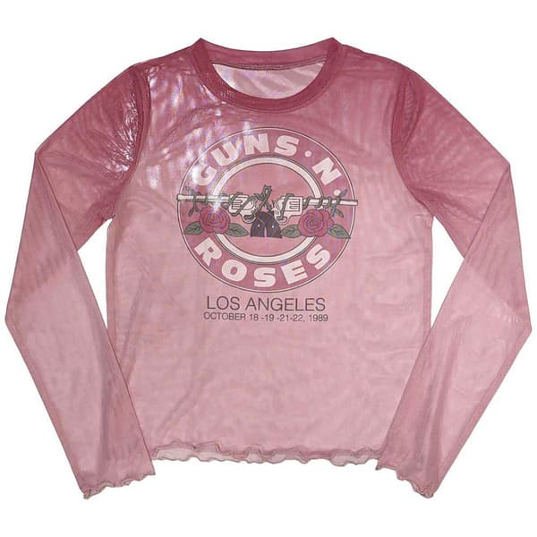 Guns N' Roses Bullet Seal Long Sleeve Mesh Crop Top