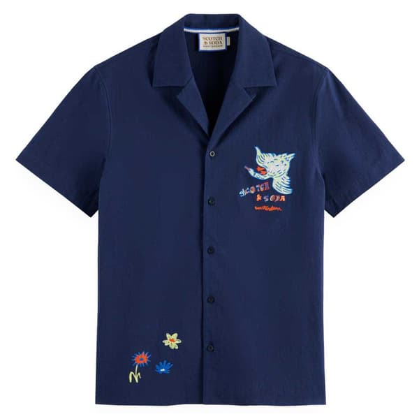 Scotch & Soda Kortærmet Skjorte Placement Blå L Mand
