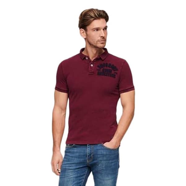 Superdry Kortärmad Piké Vintage Athletic Röd L Man