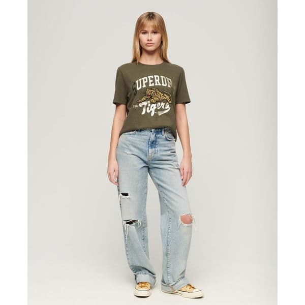 Superdry Kortärmad T-shirt Reworked Classics Relaxed Grönt M Kvinna