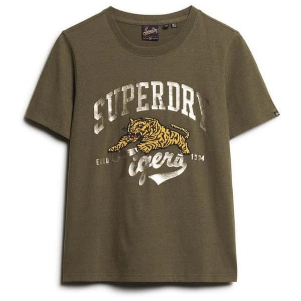 Superdry Kortärmad T-shirt Reworked Classics Relaxed Grönt M Kvinna