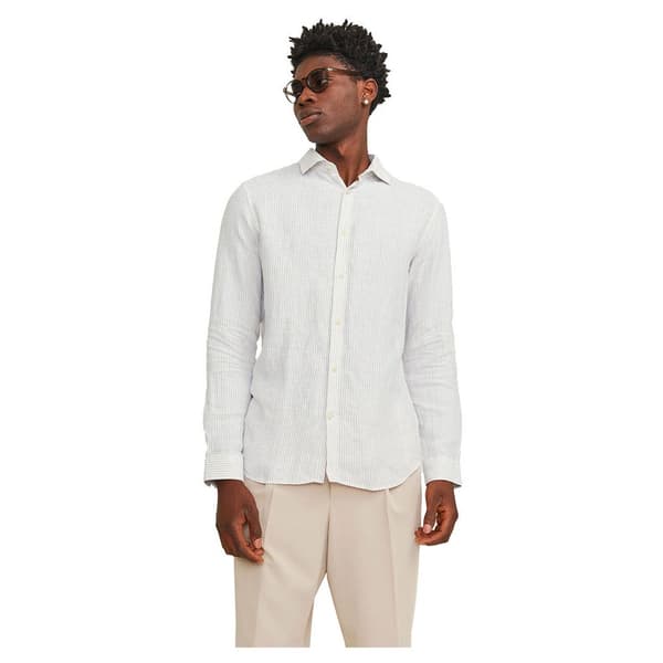 Jack & Jones Pitkähihainen Paita Parker Linen Stripe Valkoinen M Mies
