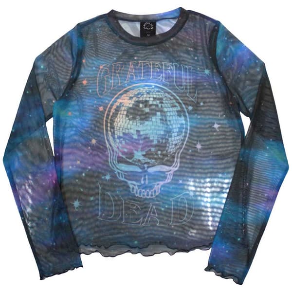 Grateful Dead Ladies Long Sleeve T-Shirt: Stealy Glitter Ball (Mesh) (X-Large)