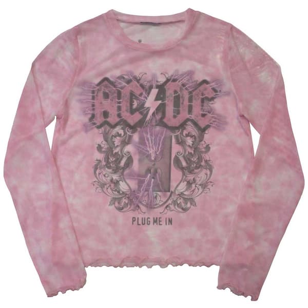 AC/DC Ladies Long Sleeve T-Shirt: Plug Me In (Mesh) (XX-Large)