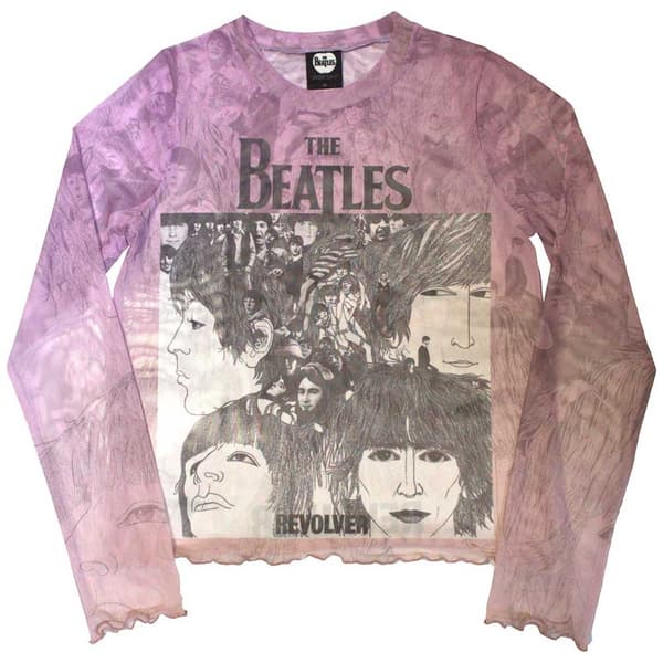 The Beatles Ladies Long Sleeve T-Shirt: Revolver (Mesh) (Medium)