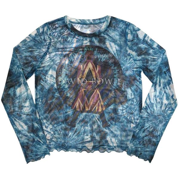 David Bowie Ladies Long Sleeve T-Shirt: Live & Well (Mesh) (Large)