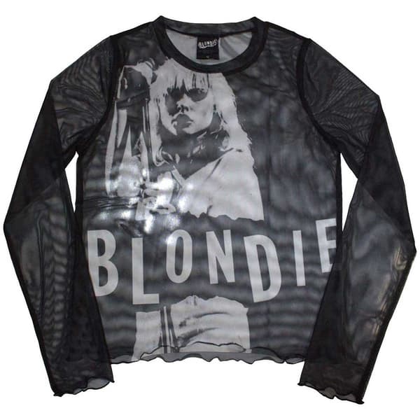 Blondie Ladies Long Sleeve T-Shirt: Mic Stand (Mesh) (X-Large)