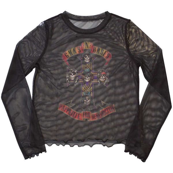 Guns N' Roses Ladies Long Sleeve T-Shirt: Appetite For Destruction (Mesh) (Medium)