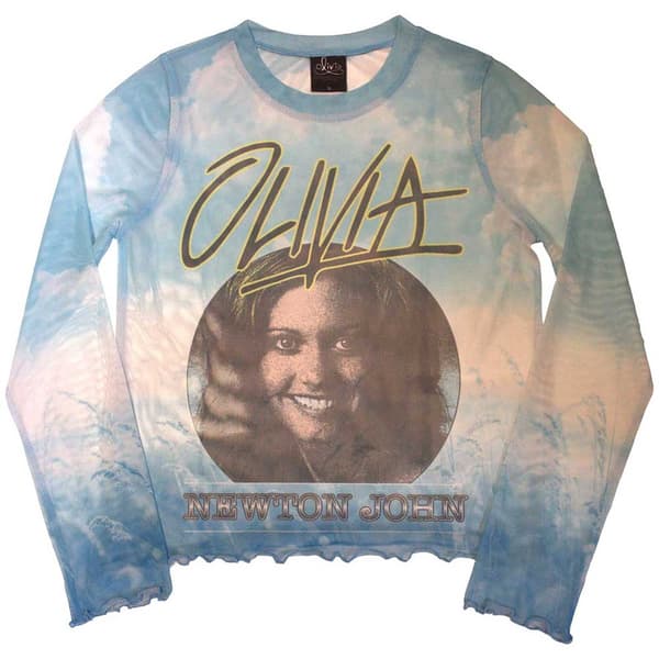 Olivia Newton-John Ladies Long Sleeve T-Shirt: Circle Photo (Mesh) (Large)