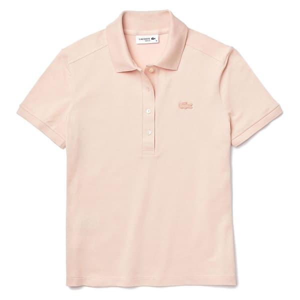 Lacoste Kortärmad Pikétröja Stretch Cotton Piqué Rosa 40 Kvinna