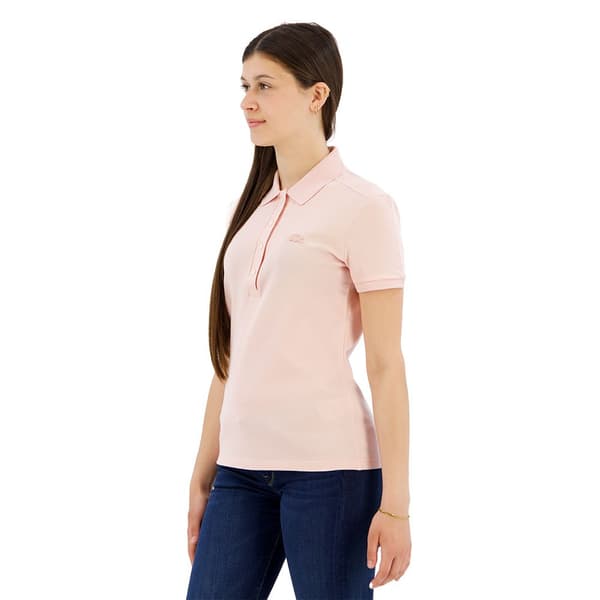 Lacoste Kortärmad Pikétröja Stretch Cotton Piqué Rosa 40 Kvinna